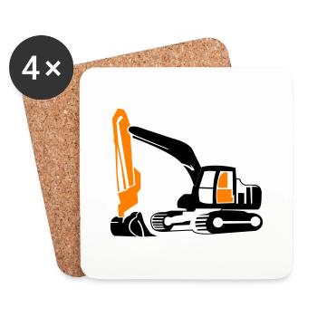 Excavatrice - Dessous de verre (lot de 4) - blanc - Devant