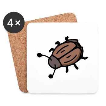 Lucky Beetle Insect May Beetle June Beetle - Coasters (set of 4) - white - Front