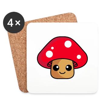 Bande dessinée champignon - Dessous de verre (lot de 4) - blanc - Devant