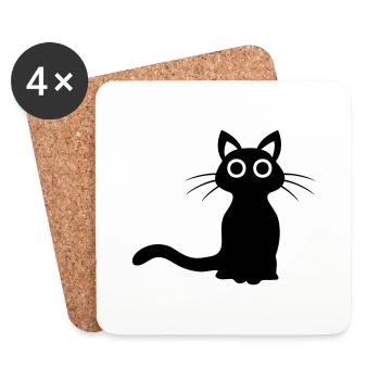 Cute black cat - Coasters (set of 4) - white - Front