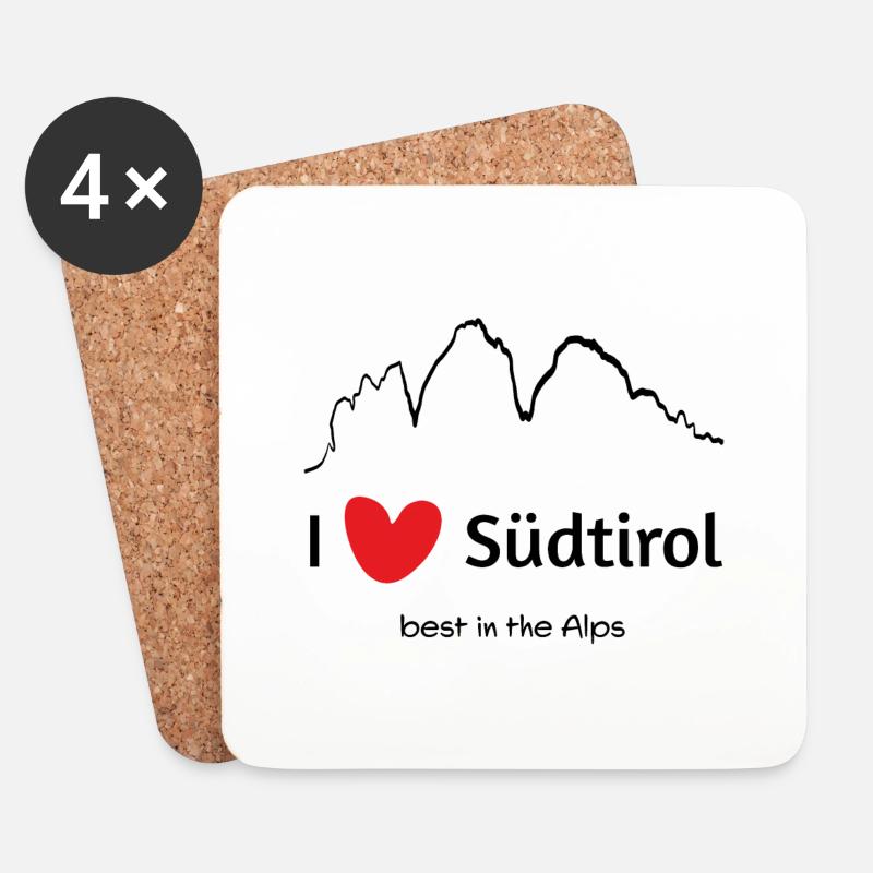 Südtirol (black) - Untersetzer (4er-Set) - Weiß