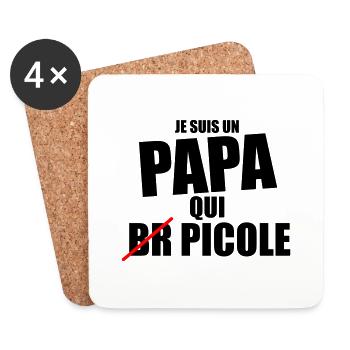 je suis papa qui picole - cadeau papa anniversaire - Dessous de verre (lot de 4) - blanc - Devant