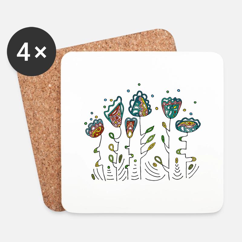 Blumen - Untersetzer (4er-Set) - Weiß