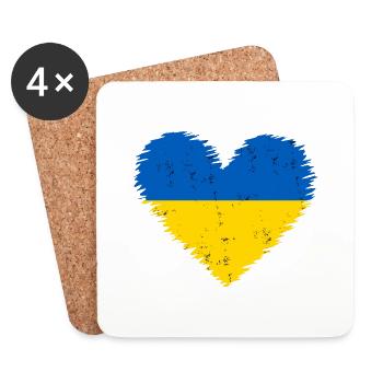 Ukraine Heart Flag - Coasters (set of 4) - white - Front