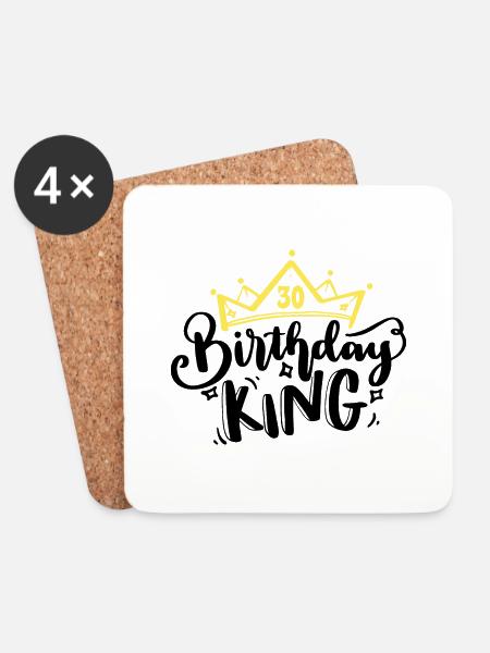 Birthday King 30 Jahre 30. Geburtstag König Krone - Untersetzer (4er-Set) - Weiß