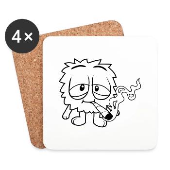 Monstre fumant mignon - Dessous de verre (lot de 4) - blanc - Devant