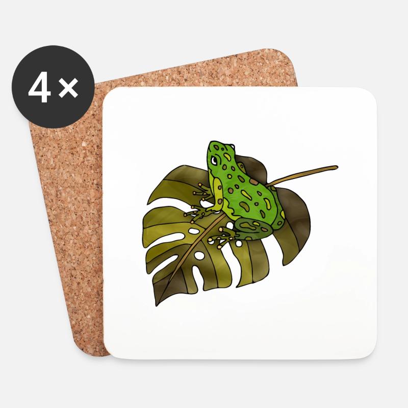 Grenouille - Dessous de verre (lot de 4) - blanc
