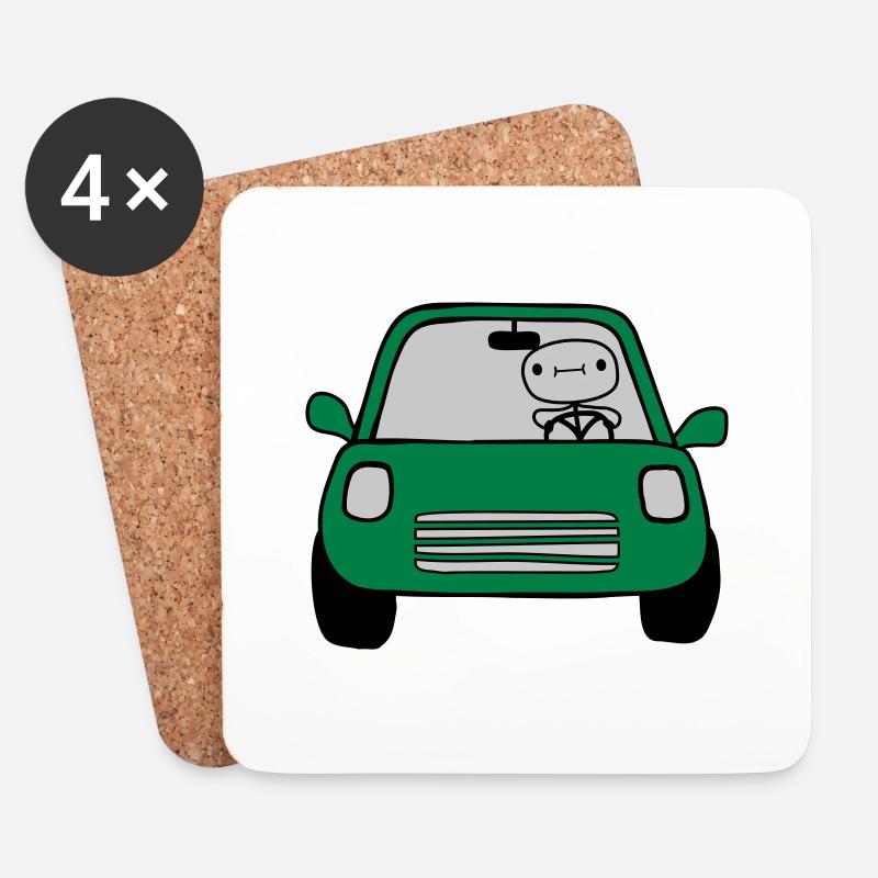 Fahrer Comic Auto - Untersetzer (4er-Set) - Weiß