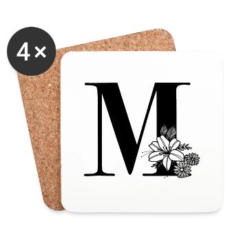 Buchstabe M - Untersetzer (4er-Set) - Weiß - Vorne