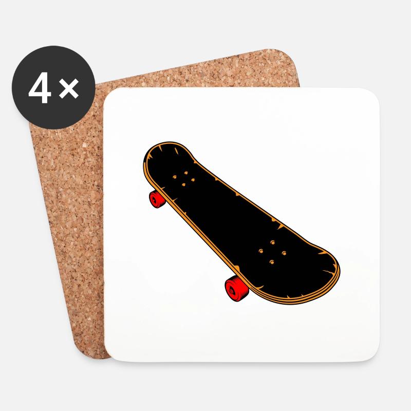Skateboard Comic - Untersetzer (4er-Set) - Weiß