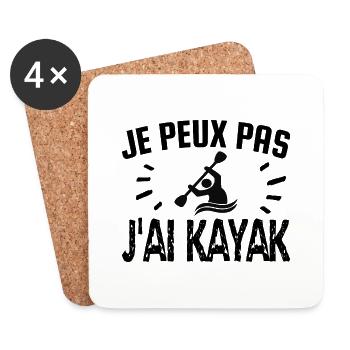 je peux pas j'ai kayak - Dessous de verre (lot de 4) - blanc - Devant