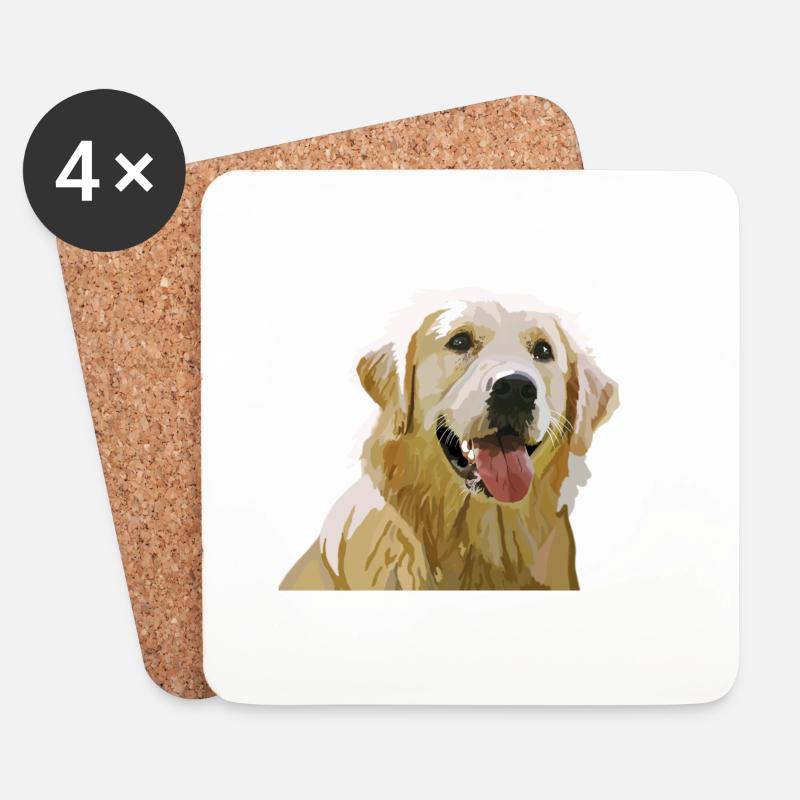 Golden Retriever - Untersetzer (4er-Set) - Weiß
