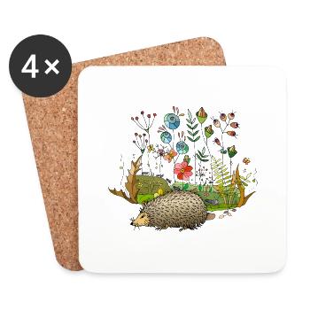Igel - Untersetzer (4er-Set) - Weiß - Vorne