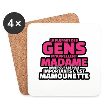 m appellent madame les plus importants mamounette - Dessous de verre (lot de 4) - blanc - Devant