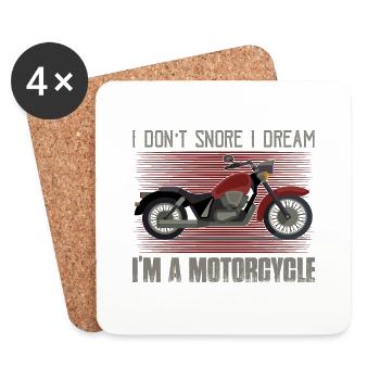 Je ne ronfle pas je rêve que je suis une motocycliste - Dessous de verre (lot de 4) - blanc - Devant