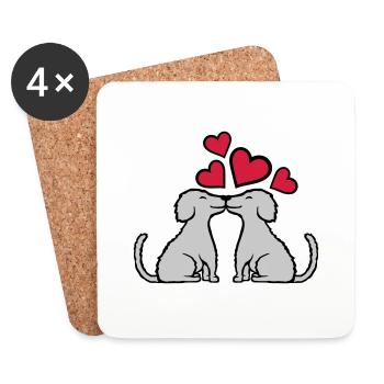 2 kissing dogs in love - Coasters (set of 4) - white - Front