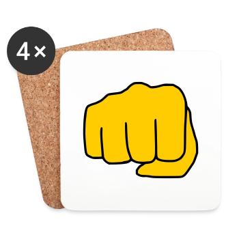 Emoji Fist Sketch Couleur - Dessous de verre (lot de 4) - blanc - Devant
