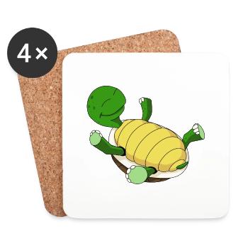 Schildkröte auf dem Rücken - Untersetzer (4er-Set) - Weiß - Vorne