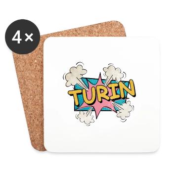 Turin Torino Italien Stadt Schrift Pop Art Comic - Untersetzer (4er-Set) - Weiß - Vorne
