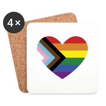 coeur LGBTQ - Dessous de verre (lot de 4) - blanc - Devant