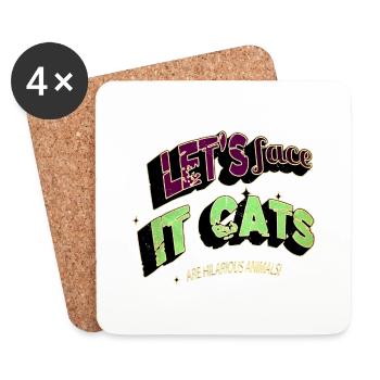 Cat Face Tshirts Birthday Present Pet Lover Happy - Coasters (set of 4) - white - Front