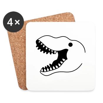 t-rex tête de bouche grande ouverte seulement - Dessous de verre (lot de 4) - blanc - Devant