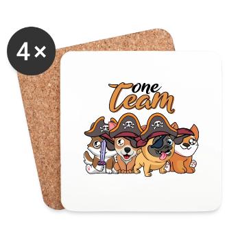 équipe famille chien pirate collègues de travail animal de compagnie - Dessous de verre (lot de 4) - blanc - Devant