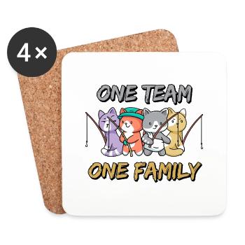 team familie katze angeln hundesport witzig party - Untersetzer (4er-Set) - Weiß - Vorne