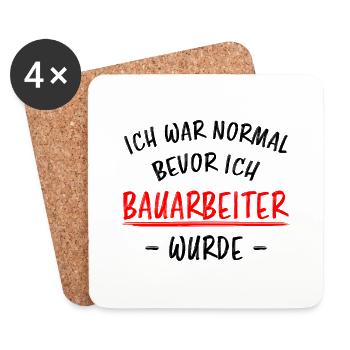 Bauarbeiter Lustiger Spruch Baustelle Job Geschenk - Untersetzer (4er-Set) - Weiß - Vorne