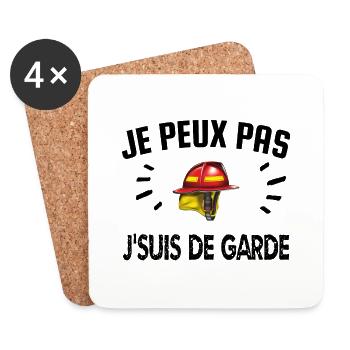 je peux pas je suis de garde - Dessous de verre (lot de 4) - blanc - Devant