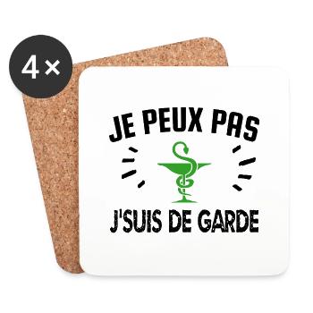 je peux pas je suis de garde - Dessous de verre (lot de 4) - blanc - Devant