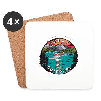 Great Outdoors Seaplane - Coasters (set of 4) - white - Front