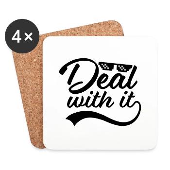Witzig Deal with it - Untersetzer (4er-Set) - Weiß - Vorne