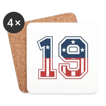 Numéro 19 États-Unis - Dessous de verre (lot de 4) - blanc - Devant