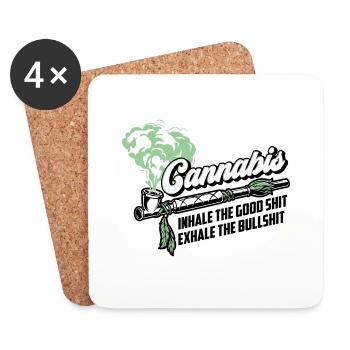 Les couleurs peuvent être modifiées | Cannanis Inhale Exhale - Dessous de verre (lot de 4) - blanc - Devant