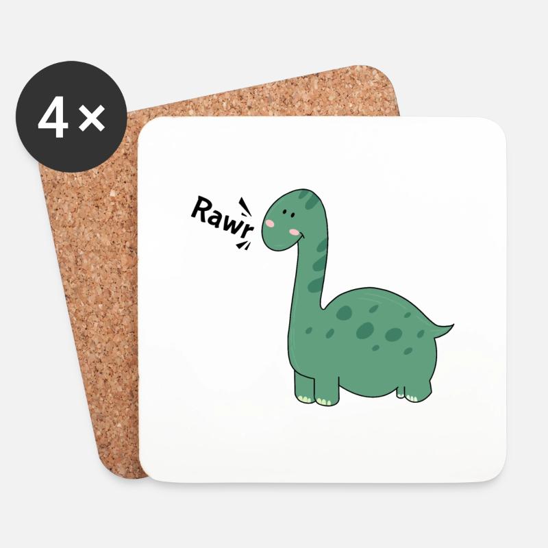 Rawr Dino - Untersetzer (4er-Set) - Weiß