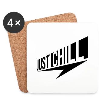 Just Chill Text Logo - Untersetzer (4er-Set) - Weiß - Vorne