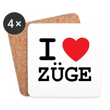 Ich liebe Züge - I Love Trains - Untersetzer (4er-Set) - Weiß - Vorne