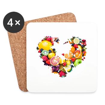heart, fruit, fruit heart, colorful, apples, cuisine - Coasters (set of 4) - white - Front