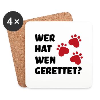 Tierschutz Hund - Untersetzer (4er-Set) - Weiß - Vorne