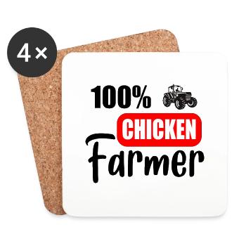 Éleveur de poulets - Dessous de verre (lot de 4) - blanc - Devant