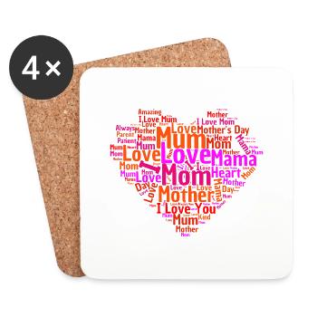 wordcloud heart girl - Untersetzer (4er-Set) - Weiß - Vorne