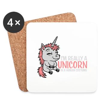 Dans vraiment une Licorne - Dessous de verre (lot de 4) - blanc - Devant