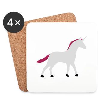 Unicorn Silhouette Outline Shadow - Coasters (set of 4) - white - Front