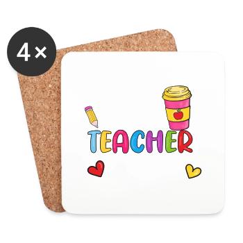 Lehrerinnen Lehrer Schule Lehrperson Lehrkörper - Untersetzer (4er-Set) - Weiß - Vorne