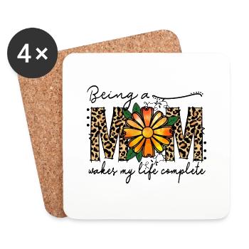 Proud Mom Mother MomMy Life's Work Kids Child - Coasters (set of 4) - white - Front