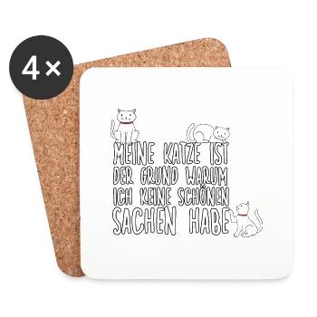 Witziges Katzenliebhaber Katzen Motiv Katzenhalter - Untersetzer (4er-Set) - Weiß - Vorne