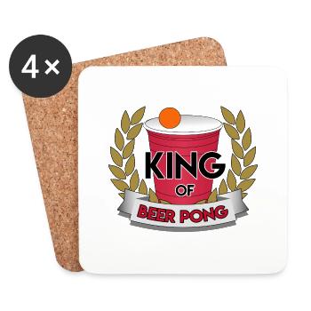 ROI du BEER PONG, Party College Drinking Games Rouge - Dessous de verre (lot de 4) - blanc - Devant