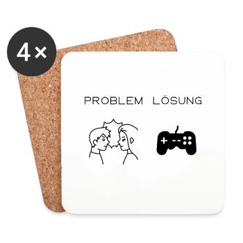 Gamer:in Geschenkidee - Untersetzer (4er-Set) - Weiß - Vorne