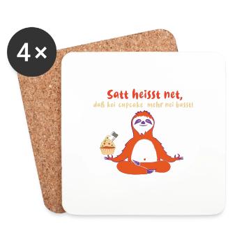 cupcake ,halloween,satt heisst net dass, faultier, - Untersetzer (4er-Set) - Weiß - Vorne
